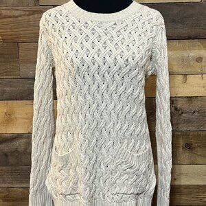 Jeanne Pierre Womens Tan Knit Sweater with Pockets Size Small